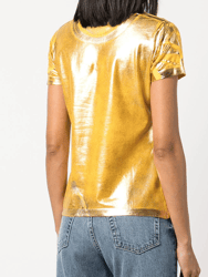 Metallic Coated Cotton T-Shirt - Yellow Gold