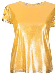 Metallic Coated Cotton T-Shirt - Yellow Gold