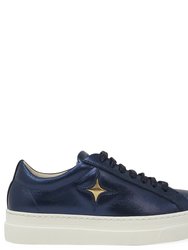 Navy Leather Platform Sneaker - Navy