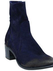 Navy Suede Ankle Boot