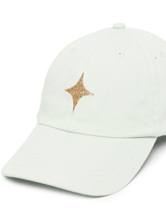 Pastel Green Baseball Cap With Glitter Star - Green