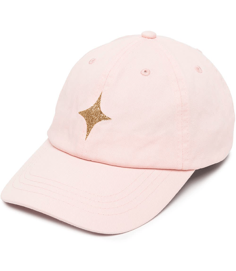 Pastel Pink Baseball Cap With Glitter Star - Pink
