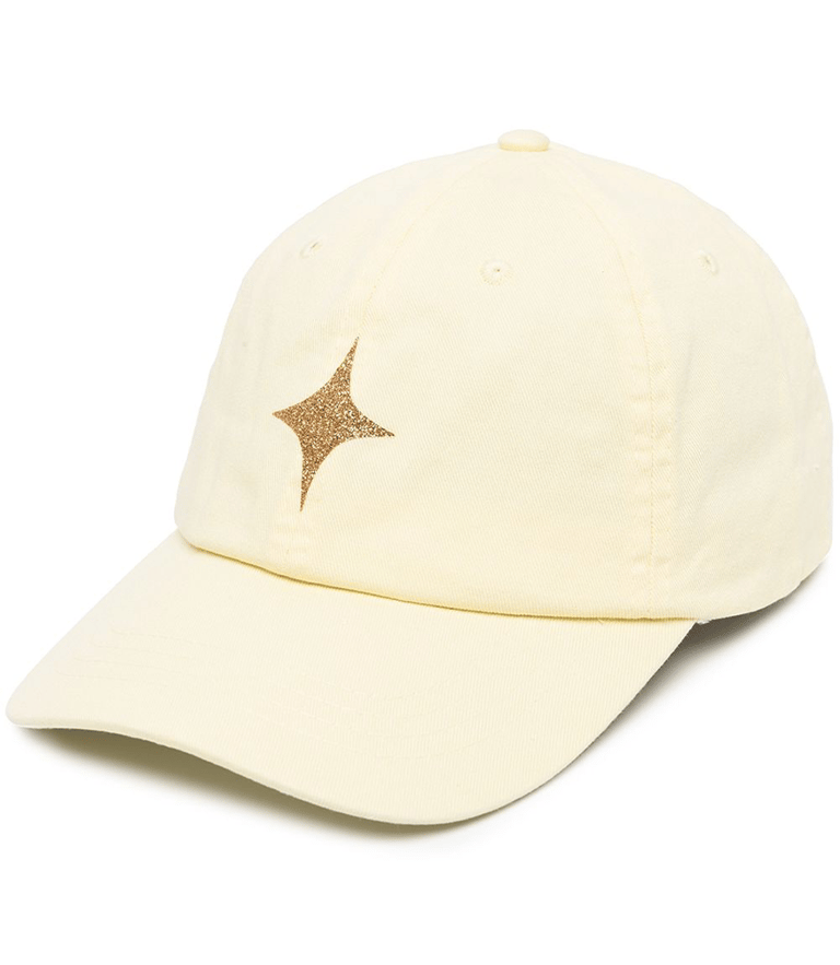 Pastel Yellow Baseball Cap With Glitter Star - Yellow
