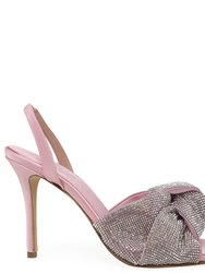 Pink Satin Leather High Heel Sandal - Pink