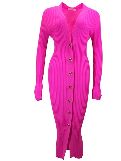 Madison Maison Pink Wool Ribbed Cardigan Dress product