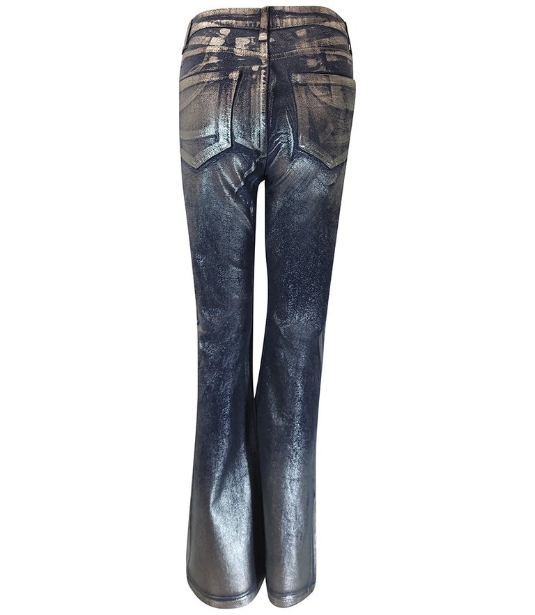 Silver Denim Laminated Jeans