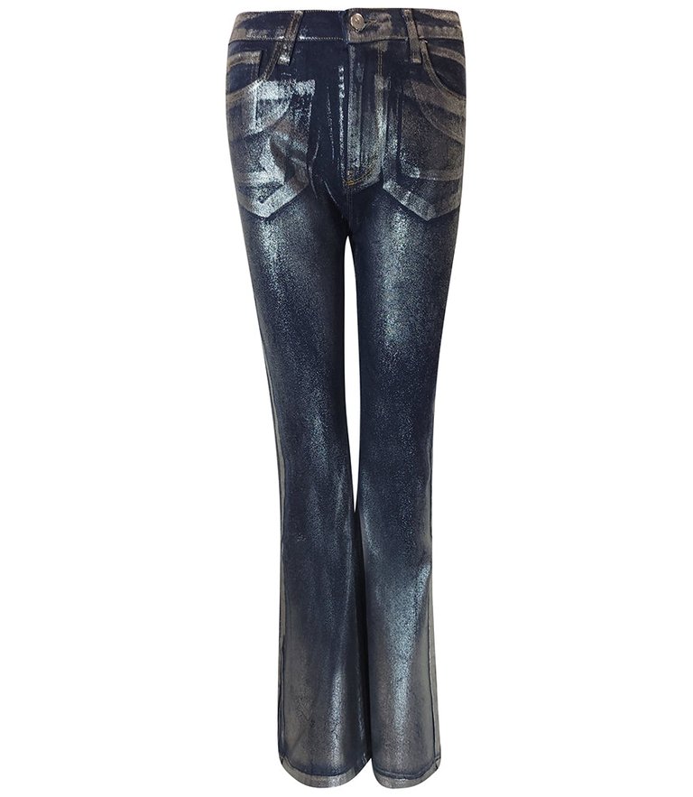 Silver Denim Laminated Jeans - Silver Denim