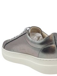 Silver Leather Platform Sneaker