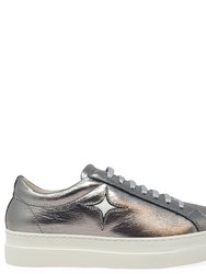 Silver Leather Platform Sneaker - Silver