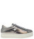 Silver Leather Platform Sneaker - Silver