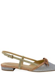 Silver Rose Gold Glitter Flat Slingback - Silver/Yellow/Rose Gold