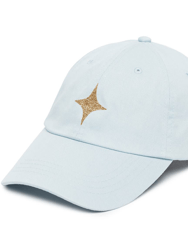 Sky Blue Baseball Cap With Glitter Star - Skyblue