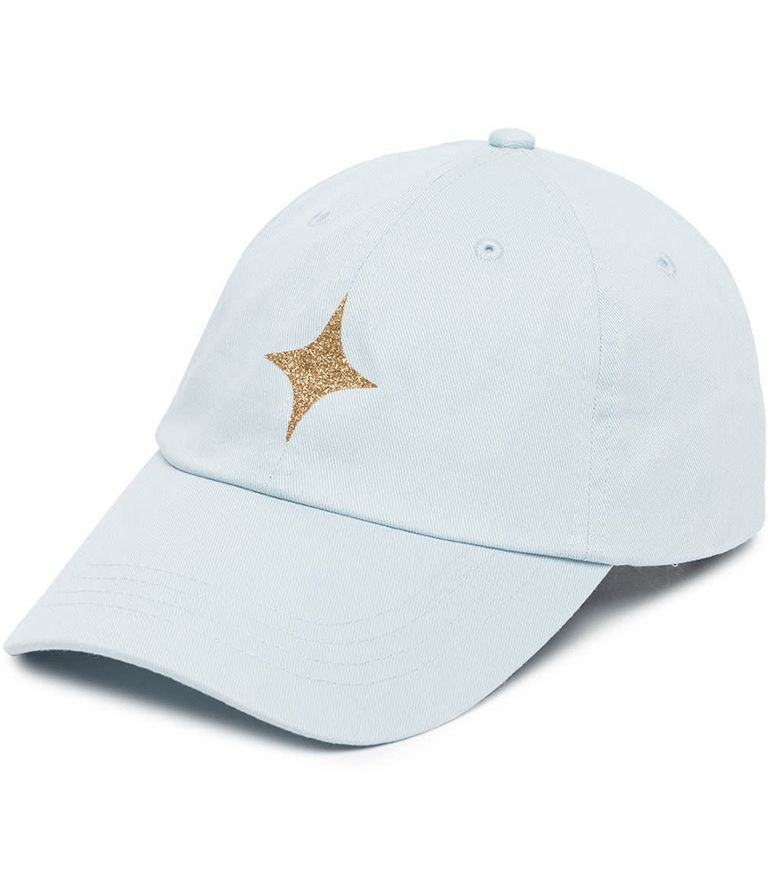 Sky Blue Baseball Cap With Glitter Star - Skyblue