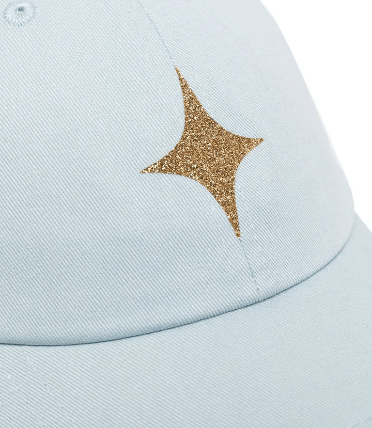 Sky Blue Baseball Cap With Glitter Star