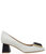 White/Black Leather Block Heel Sandal - White/Black