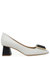 White/Black Leather Block Heel Sandal - White/Black