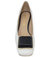 White/Black Leather Block Heel Sandal