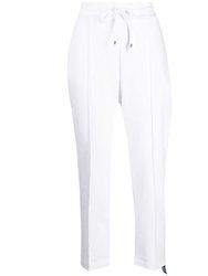 White Cotton Sweatpants With Laminated Band - White