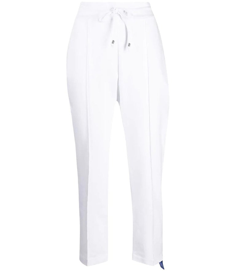 White Cotton Sweatpants With Laminated Band - White