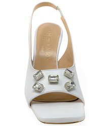 White Jeweled Slingback Sandals