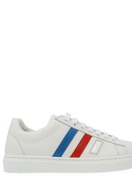White Leather 3 Stripe Womens Sneaker - White
