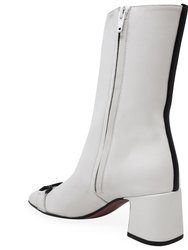 White Leather Back Stripe Boot