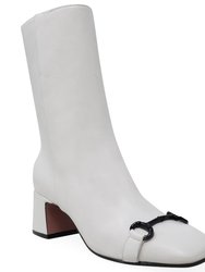 White Leather Back Stripe Boot