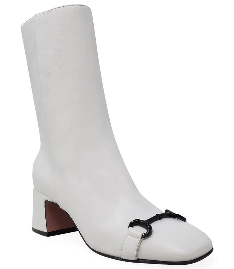 White Leather Back Stripe Boot