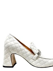 White Leather Quilted Loafer - White