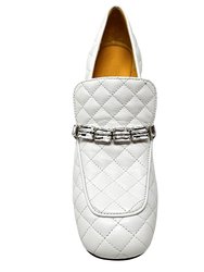 White Leather Quilted Loafer