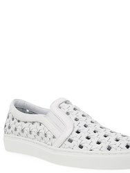 White Leather Woven Sneaker