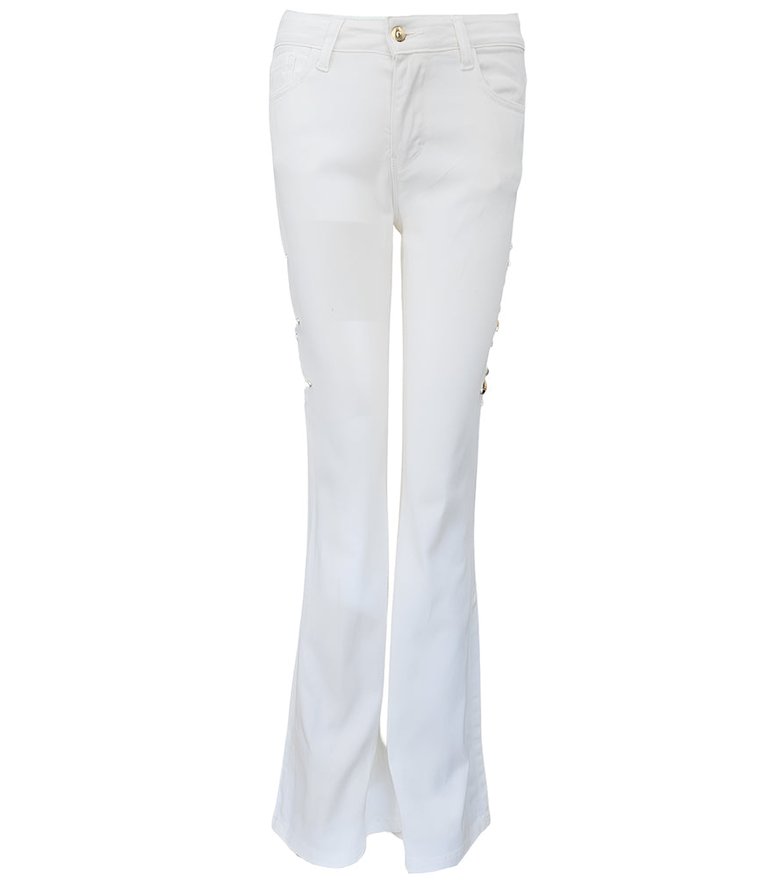 White Studded Jean - White