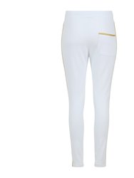 White With Gold Stripe Sweatpants