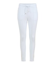 White With Gold Stripe Sweatpants - White