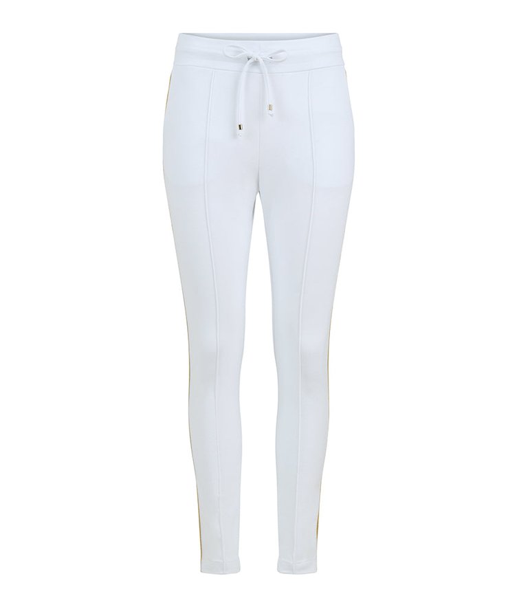 White With Gold Stripe Sweatpants - White