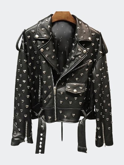 Madonna & Co Heart Stud Leather Moto Jacket product