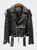 Heart Stud Leather Moto Jacket - Black