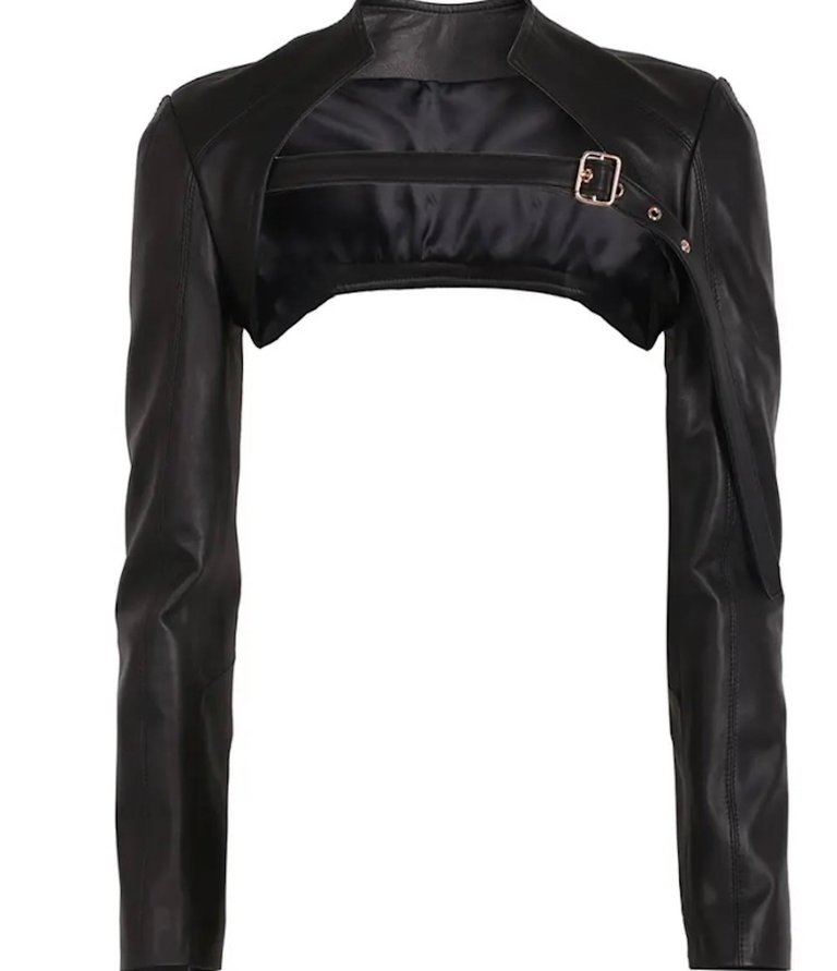 Leather Bolero Top - Black
