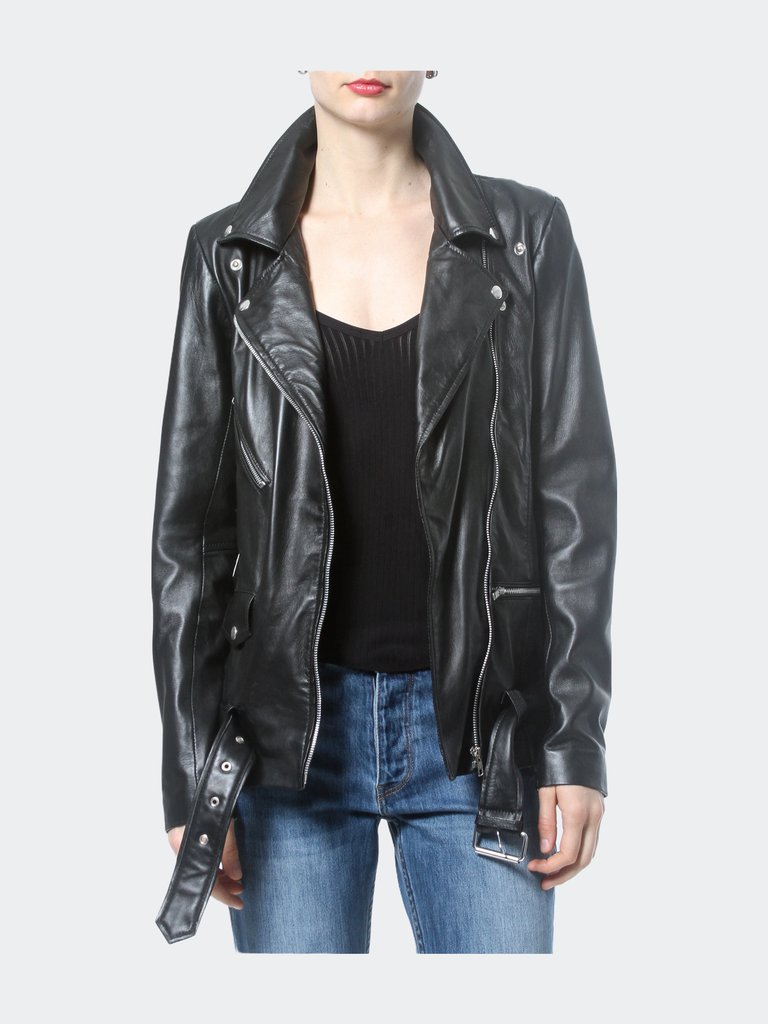 Boyfriend Leather Jacket - Black