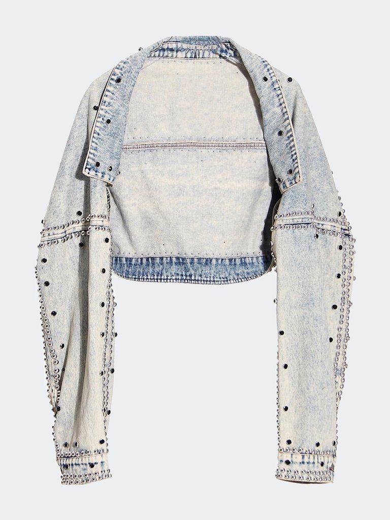 Stud Denim Bolero Jacket - Stone Wash