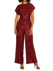 Amber Sequin Jumpsuit - Burgundy