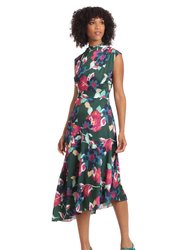 Finley Dress - Bottle Green/Fuschia