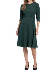 London Times Emerald 3/4 Sleeve Dress - Emerald Green