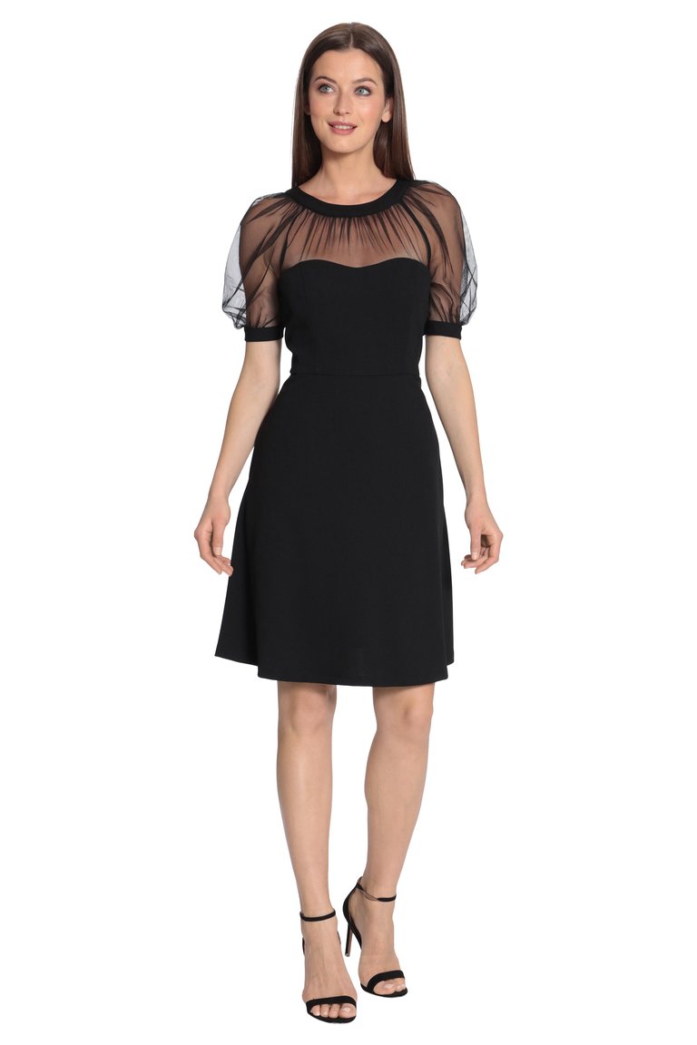 Lyra Fit & Flare Illusion Dress - Black