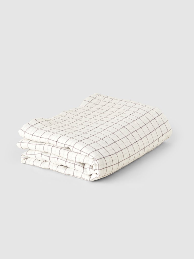 Linen Duvet Cover - Charcoal Grid