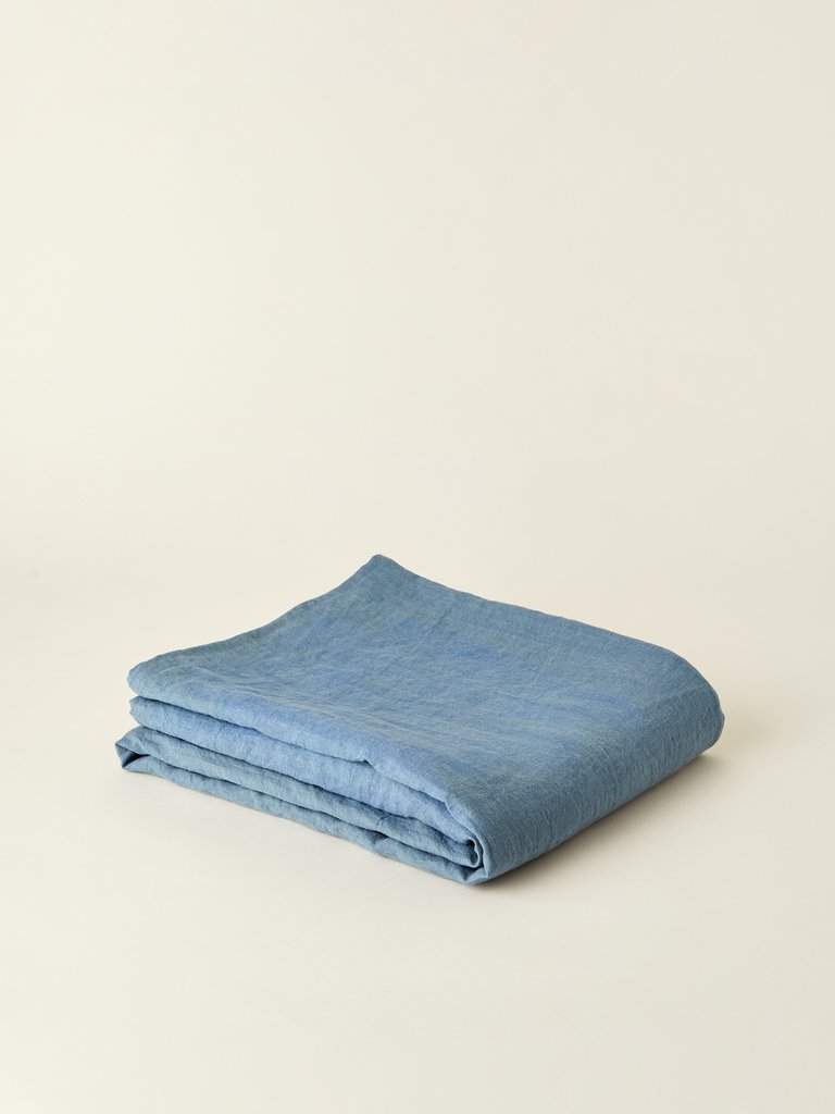 Linen Flat Sheet - Gray Blue
