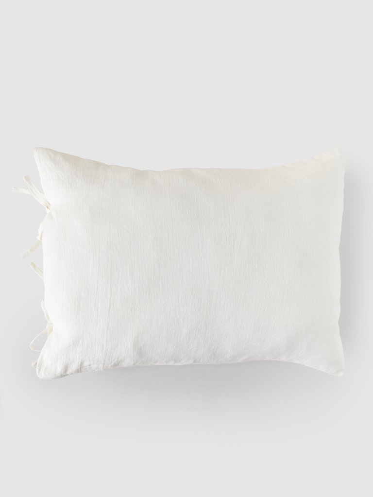 Linen Pillowcase Set with Ties - Optical White