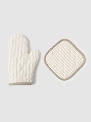 Linen Pot Holder Set - Natural/White Striped