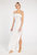 Floor-Length Silk Slip Dress With Faux Fur Trim - White