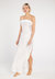 Floor-Length Silk Slip Dress With Faux Fur Trim - White